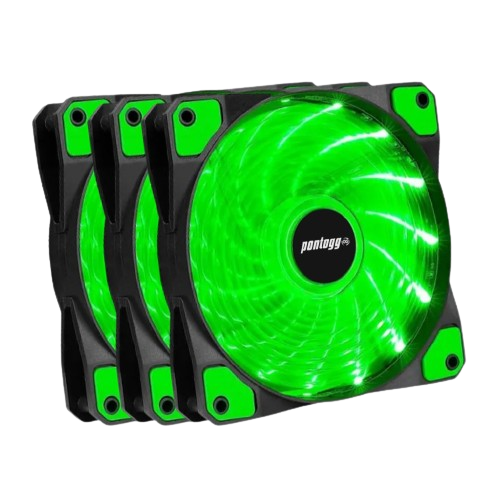 Kit 3 Cooler Fan High Quality Verde 16 Leds Para Gabinete 120mm x 120mm