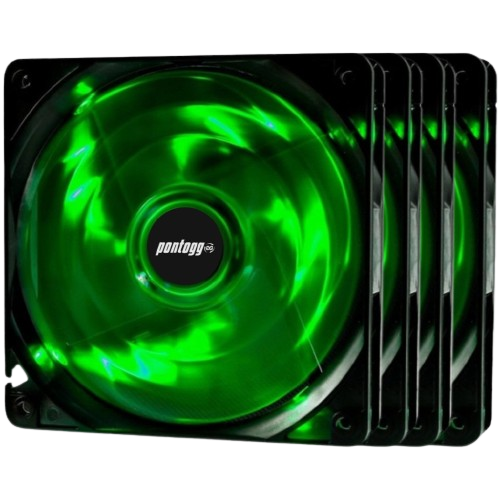 Kit 4 Cooler Fan Basic Verde 4 Leds Para Gabinete 120mm x 120mm