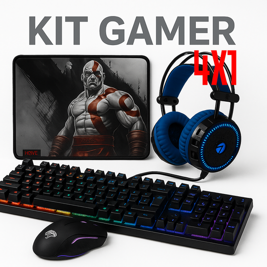Unidade ou Kit 4 em 1 Gamer - Teclado Semi Mecanico Iluminado + mouse pad + mouse Gamer + Pad Jogos