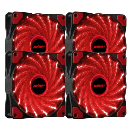Kit 4 Cooler Fan High Quality Vermelho 16 Leds Para Gabinete 120mm x 120mm