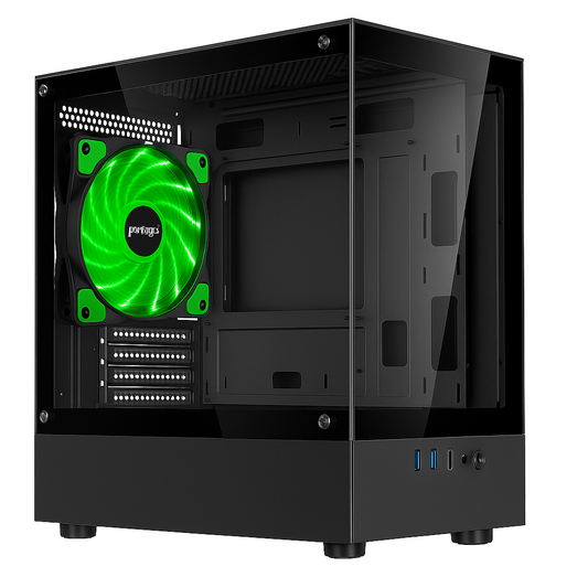 Gabinete Gamer BG-053 Nuker V2 Preto Com Fans Verde
