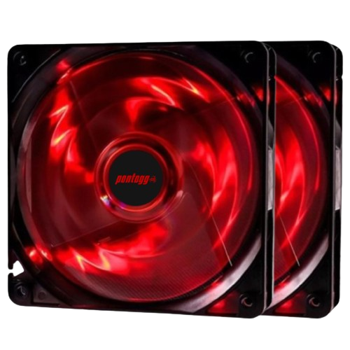 Kit 2 Cooler Fan Basic Vermelho 4 Leds Para Gabinete 120mm x 120mm