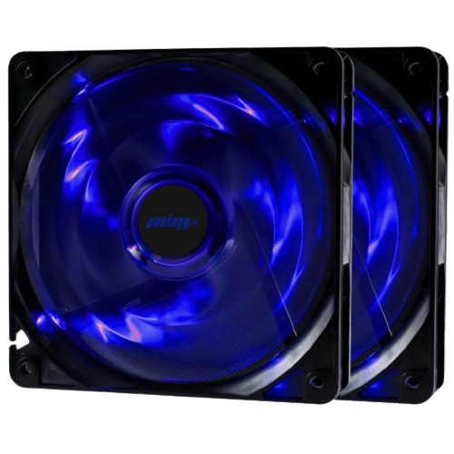 Kit 2 Cooler Fan Basic Azul 4 Leds Para Gabinete 120mm x 120mm