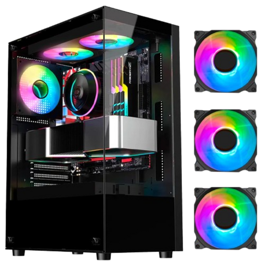 Gabinete Gamer BG-054 Hit Preto ou Cinza com 3 Fans RGB - Bluecase