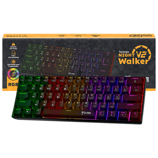 TECLADO GAMER 60% NIGHT WALKER v2 - MECANICO - CLANM RGB