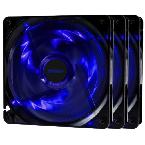 Kit 4 Cooler Fan Basic Azul 4 Leds Para Gabinete 120mm x 120mm