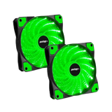 Kit 2 Cooler Fan High Quality Verde 16 Leds Para Gabinete 120mm x 120mm