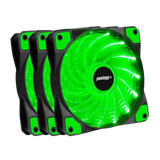 Kit 3 Cooler Fan High Quality Verde 16 Leds Para Gabinete 120mm x 120mm