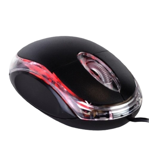Mini Mouse Office Preto USB com Led para Computador PC e Notebook - Exbom
