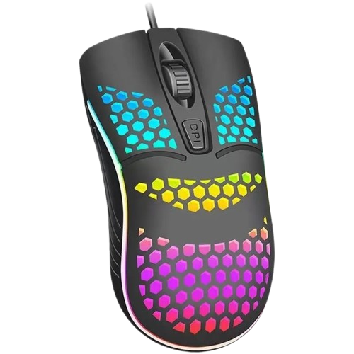 Mouse Óptico Gamer com fio USB iluminado RGB DPI ajustável MS-C32 para Notebook e Computador - Exbom