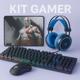 Unidade ou Kit 4 em 1 Gamer - Teclado Semi Mecanico Iluminado + mouse pad + mouse Gamer + Pad Jogos