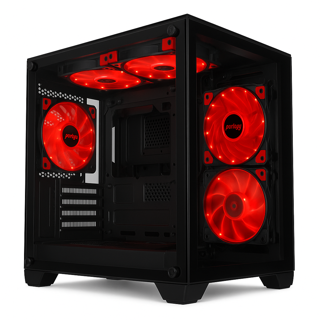 Gabinete Gamer Aquario CG0305 Com Fans Vermelho