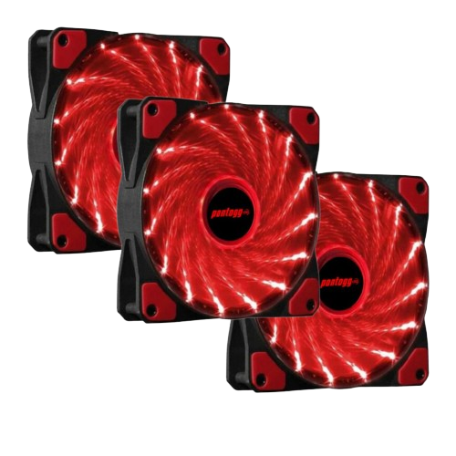 Kit 3 Cooler Fan High Quality Vermelho 16 Leds Para Gabinete 120mm x 120mm