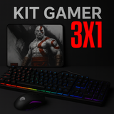 Unidade ou Kit 4 em 1 Gamer - Teclado Semi Mecanico Iluminado + mouse pad + mouse Gamer + Pad Jogos