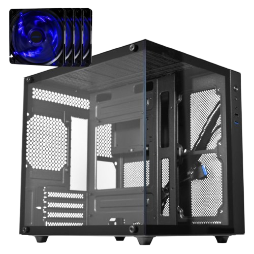 Gabinete Gamer Aquário Caixote Premium com 4 Fans High Quality