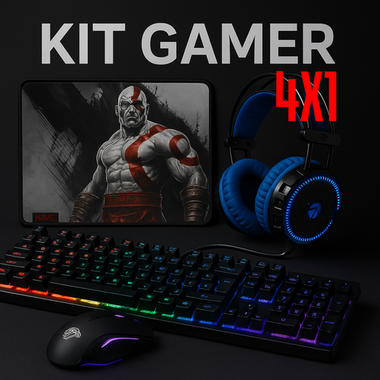 Unidade ou Kit 4 em 1 Gamer - Teclado Semi Mecanico Iluminado + mouse pad + mouse Gamer + Pad Jogos