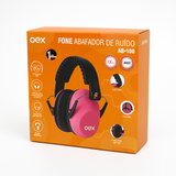 Fone Rosa Abafador Ruído Infantil Protetor Auricular Ajustável e Confortável TEA com Selos CE e ANSI