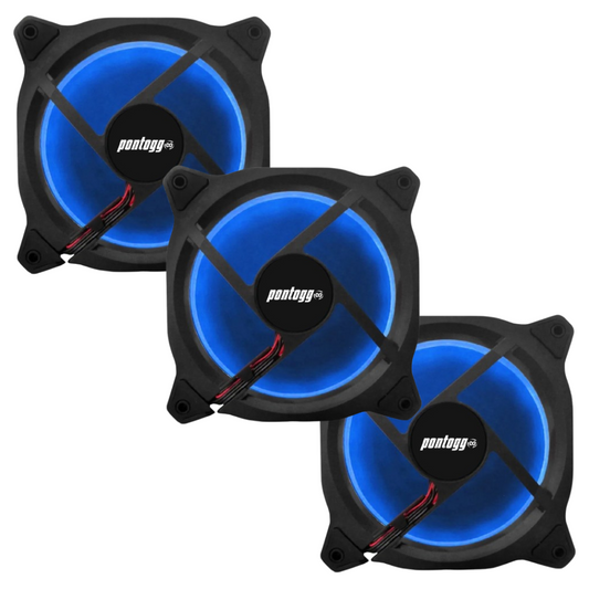 Kit 3 Cooler Fan Reinforced  Leds Para Gabinete 120mm x 120mm