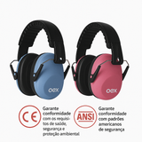 Fone Rosa Abafador Ruído Infantil Protetor Auricular Ajustável e Confortável TEA com Selos CE e ANSI