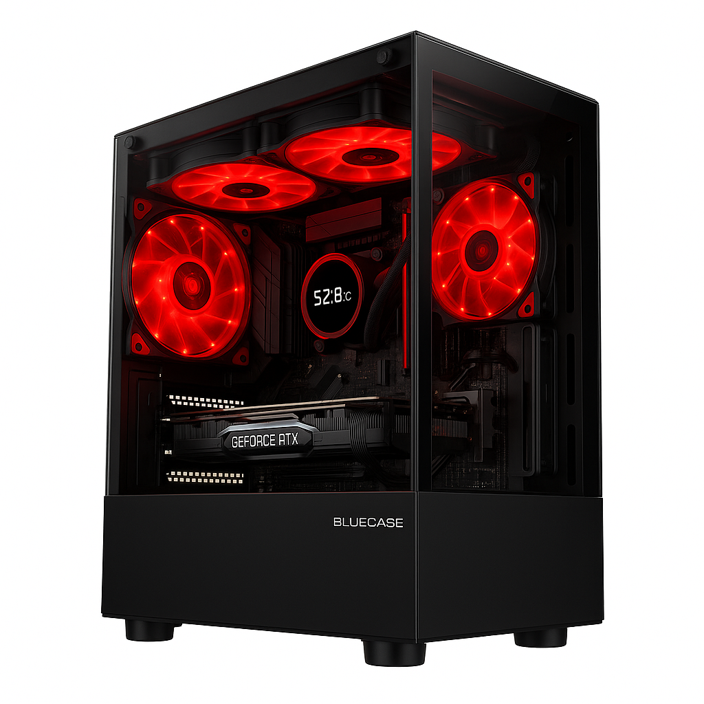 Gabinete Gamer BG-054 Hit Preto Com Fans Vermelho
