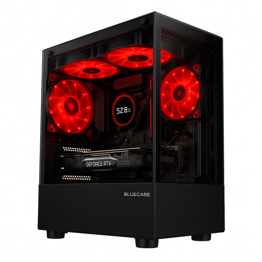 Gabinete Gamer BG-054 Hit Preto Com Fans Vermelho