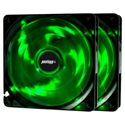 Kit 2 Cooler Fan Basic Verde 4 Leds Para Gabinete 120mm x 120mm