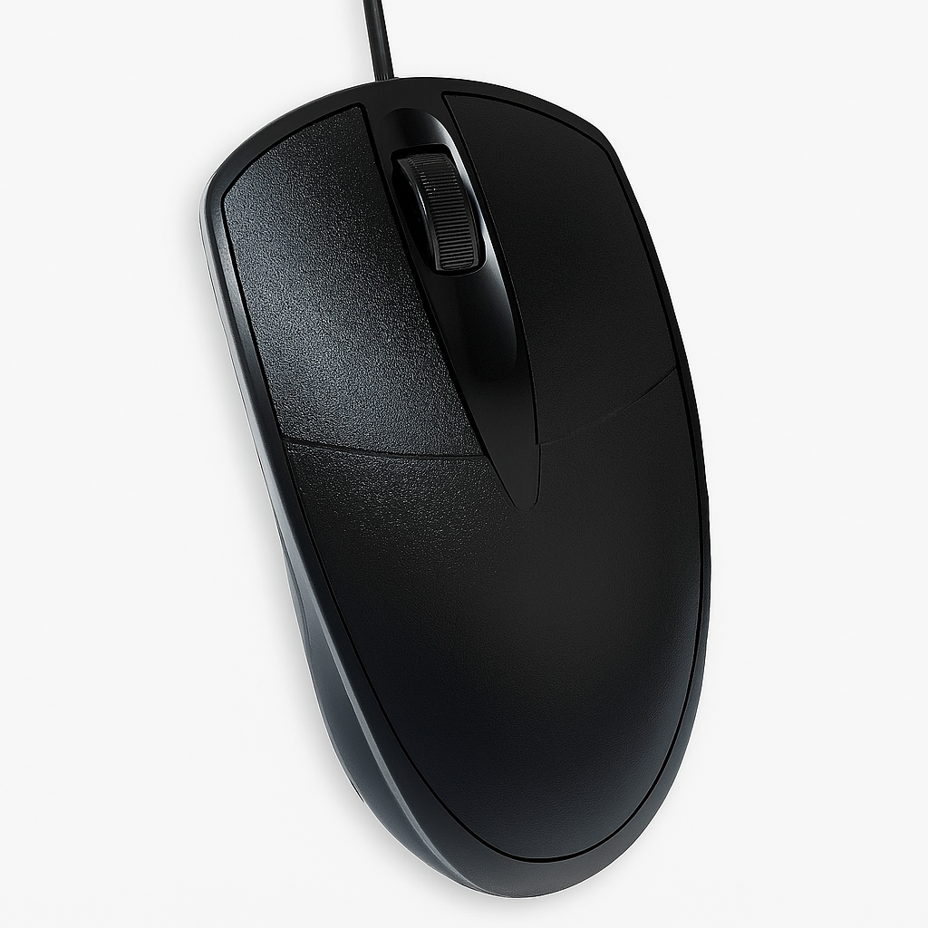 Mouse Óptico USB Preto com 1000DPI Conexão Plug e Play e Design Ergonômico Office