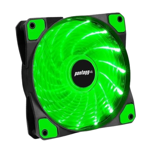Kit 2 Cooler Fan High Quality Verde 16 Leds Para Gabinete 120mm x 120mm