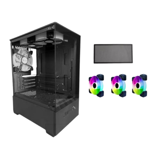 Gabinete Gamer BG-054 Hit Preto com 3 Fans RGB - Bluecase