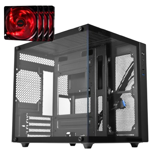 Gabinete Gamer Aquário Caixote Premium com 4 Fans High Quality