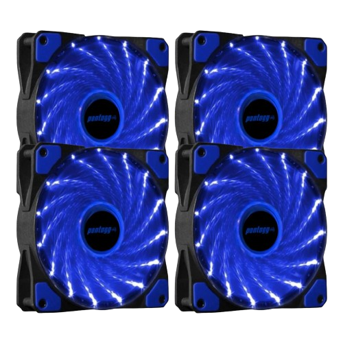 Kit 4 Cooler Fan High Quality Azul 16 Leds Para Gabinete 120mm x 120mm