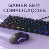 Unidade ou Kit 4 em 1 Gamer - Teclado Semi Mecanico Iluminado + mouse pad + mouse Gamer + Pad Jogos