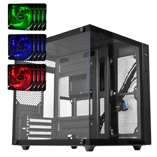 Kit Gabinete Gamer Aquário Premium Com 4 Fans Azuis HQ