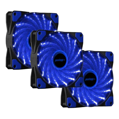 Kit 3 Cooler Fan High Quality Azul 16 Leds Para Gabinete 120mm x 120mm